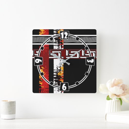 Abstrakt, ethnisch und kreativ quadratische wanduhr (Zuhause)