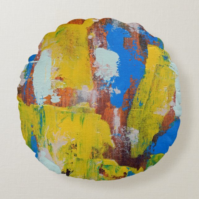 Abstrakt Expression Nr. 7 von Michael Moffa Rundes Kissen (Vorderseite)