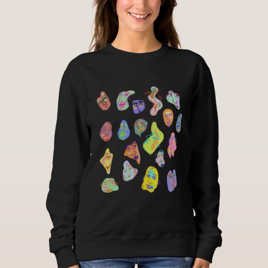 Abstrakt Faces Artistic Faces Funky Sweatshirt (Vorderseite)