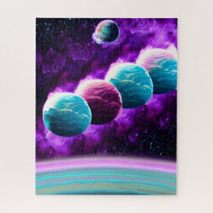 Abstrakt Fantastisch Lila und Aqua Universum Puzzle