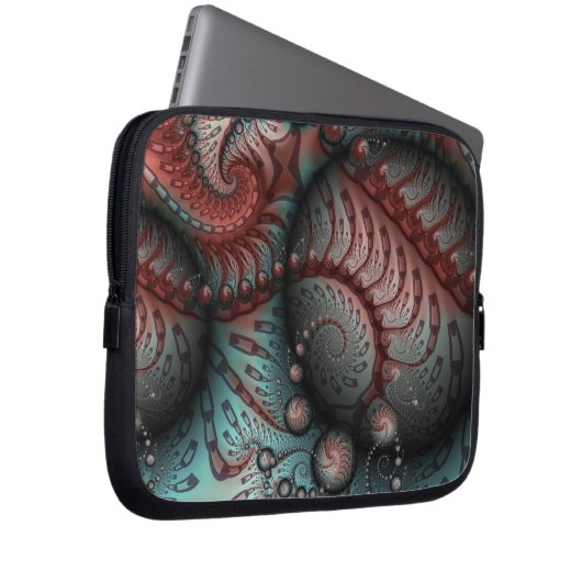 Abstrakt Fantasy Fraktal Art Balls Braun Blau Laptopschutzhülle (Vorne Rechts)