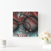 Abstrakt Fantasy Fraktal Art Balls Braun Blau Quadratische Wanduhr (Zuhause)