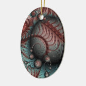 Abstrakt Fantasy Fraktal Balls Brown Blue Oval Keramik Ornament (Links)