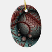 Abstrakt Fantasy Fraktal Balls Brown Blue Oval Keramik Ornament (Hinten)