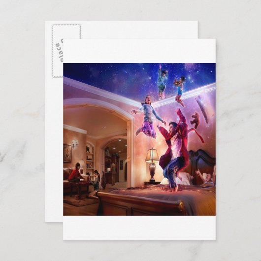 Abstrakt Fantasy Peter Pan Celebration Einladungspostkarte (Vorne/Hinten)