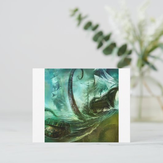 Abstrakt Fantasy Pirates Nightmare Treasure Postkarte (Stehend Vorderseite)