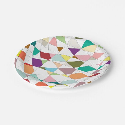 Abstrakt-Farbband Pappteller (Schrägansicht)