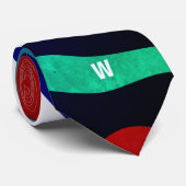 Abstrakt farbiger 70er Camouflage Mit Monogramm Krawatte (Gerollt)