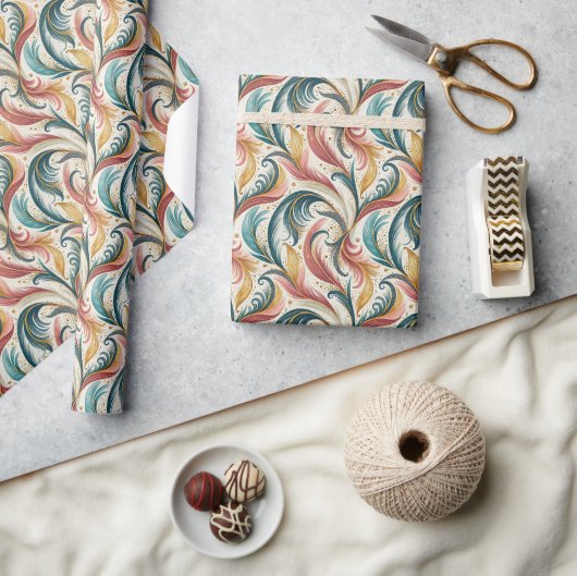 Abstrakt Feathers Wrapping Paper Roll Geschenkpapier (Kunsthandwerk)