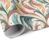 Abstrakt Feathers Wrapping Paper Roll Geschenkpapier (Rolleneckpunkt)