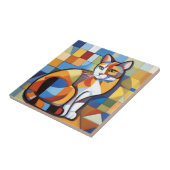 Abstrakt Feline Beauty Calico Cat Kubist Fliese (Seite)