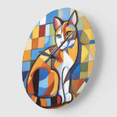 Abstrakt Feline Beauty Calico Cat Kubist Große Wanduhr (Winkel)