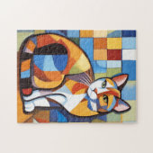 Abstrakt Feline Beauty Calico Cat Kubist Puzzle (Horizontal)