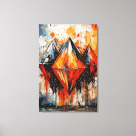 Abstrakt Feueriger Diamant und Schatten Geometrisc Leinwanddruck