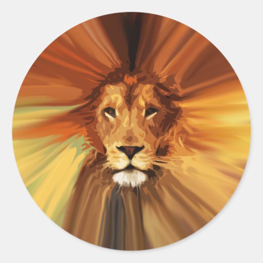 Abstrakt Fierce Lion Runder Aufkleber (Vorderseite)