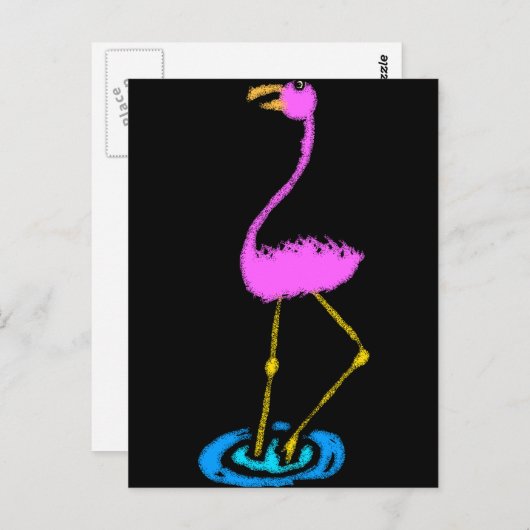 Abstrakt Flamingo Postkarte (Vorne/Hinten)