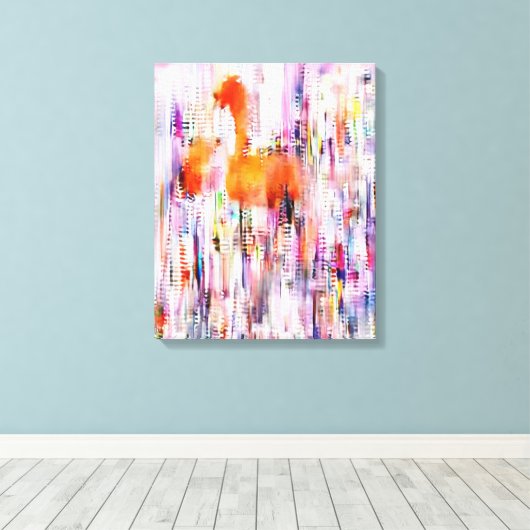 Abstrakt Flamingo Stretched Canvas Print Leinwanddruck (Insitu (Holzboden))