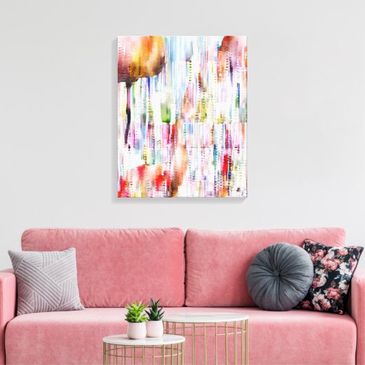 Abstrakt Flamingo Stretched Canvas Print Leinwanddruck (Insitu (Wohnzimmer))