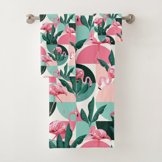 Abstrakt Flamingos Badhandtuch Set (Insitu)