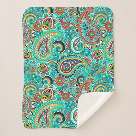 Abstrakt Floral Colorful Paisley Sherpadecke (Vorderseite)