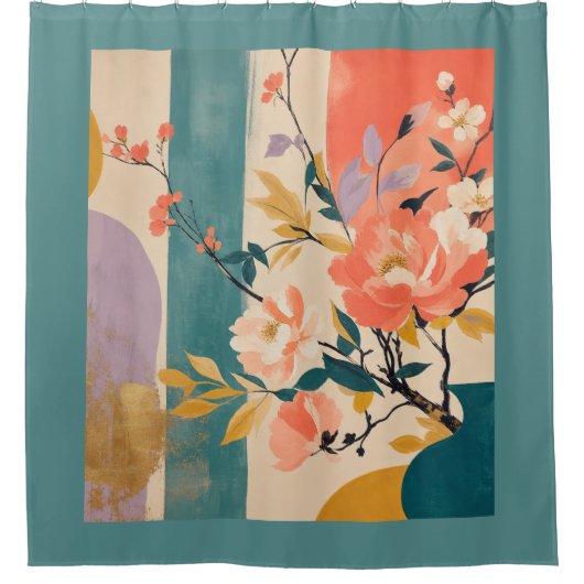 "Abstrakt Floral" Duschvorhang (Vorderseite)