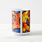 Abstrakt Floral Koi Fisch Orange Yellow Red Blue Kaffeetasse (Mittel)