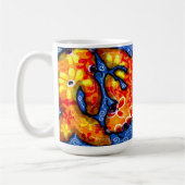 Abstrakt Floral Koi Fisch Orange Yellow Red Blue Kaffeetasse (Links)