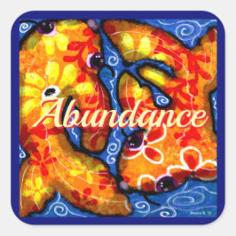 Abstrakt Floral Koi Fisch Orange Yellow Red Blue Quadratischer Aufkleber