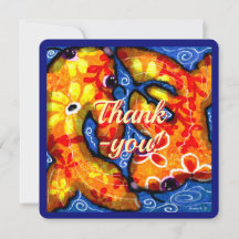 Abstrakt floral Koi Fish Dankeschön Grußkarte