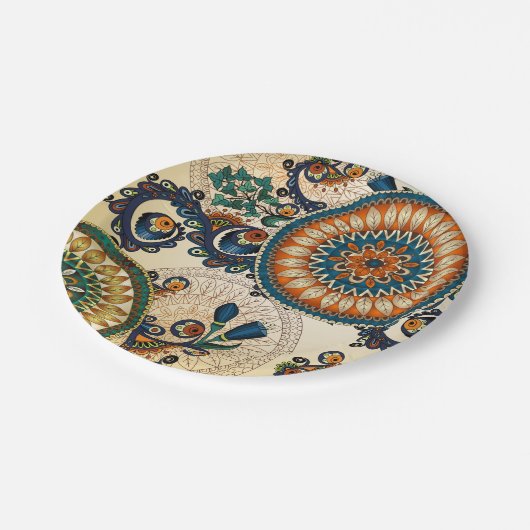 Abstrakt Floral Mandala Pappteller (Schrägansicht)