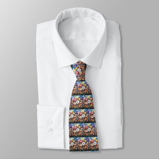 Abstrakt Floral Neck Tie Krawatte (Gebunden)