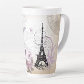 Abstrakt Floral Paris Eiffelturm Latte Tasse (Rechte Ecke)