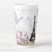 Abstrakt Floral Paris Eiffelturm Latte Tasse (Vorderseite)
