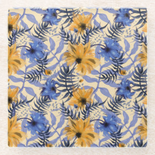 Abstrakt floral: Wasserfarbe modernes Muster Glasuntersetzer