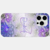 Abstrakt florale Monogramm Anfangsblauer Name Case-Mate iPhone Hülle (Rückseite (Horizontal))