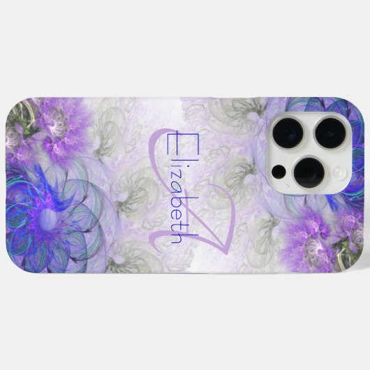 Abstrakt florale Monogramm Anfangsblauer Name Case-Mate iPhone Hülle (Rückseite (Horizontal))