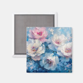 Abstrakt Florals Rosa Ölgemälde Magnet (Vorderseite/Rückseite)