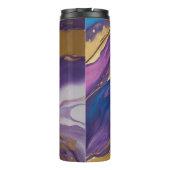 Abstrakt-Flow Art-Blue Rosa Lila und Gold- Thermosbecher (Rückseite)