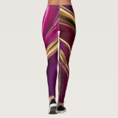 Abstrakt-Flow Art-Fuchsia Lila und Gold- Leggings (Rückseite)