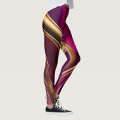 Abstrakt-Flow Art-Fuchsia Lila und Gold- Leggings (Rechts)