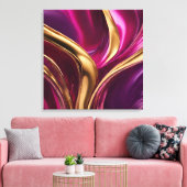 Abstrakt-Flow Art-Fuchsia Lila und Gold- Leinwanddruck (Insitu (Wohnzimmer))