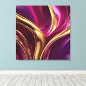 Abstrakt-Flow Art-Fuchsia Lila und Gold- Leinwanddruck (Insitu (Holzboden))