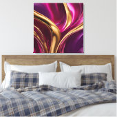 Abstrakt-Flow Art-Fuchsia Lila und Gold- Leinwanddruck (Insitu (Schlafzimmer))