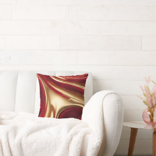 Abstrakt-Flow Art-Red und Gold-Christmas Zuhause- Kissen