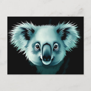 Abstrakt Fluffy Koala Portrait Postkarte
