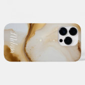Abstrakt Fluid Navy Beige Gold Personalize Name Case-Mate iPhone Hülle (Rückseite (Horizontal))
