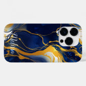 Abstrakt Fluid Navy Blue Gold Personalize Name Case-Mate iPhone Hülle (Rückseite (Horizontal))