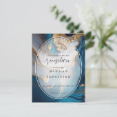 Abstrakt flüssiges Gold auf blauem Marmor Begleitkarte (Stehend Vorderseite)