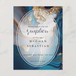 Abstrakt flüssiges Gold auf blauem Marmor Begleitkarte