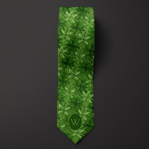Abstrakt Forest Green Botanic Krawatte
